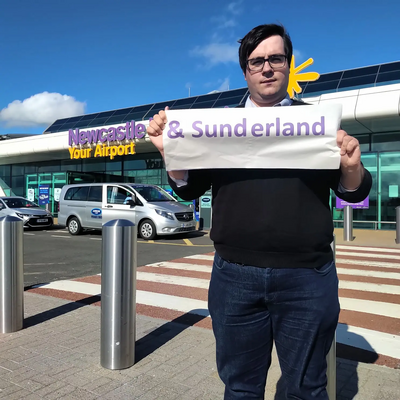 Paul Edgeworth outside Newcastle Airport