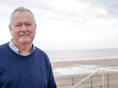 Lib Dem campaigner Malcolm Bond at Seaburn beach