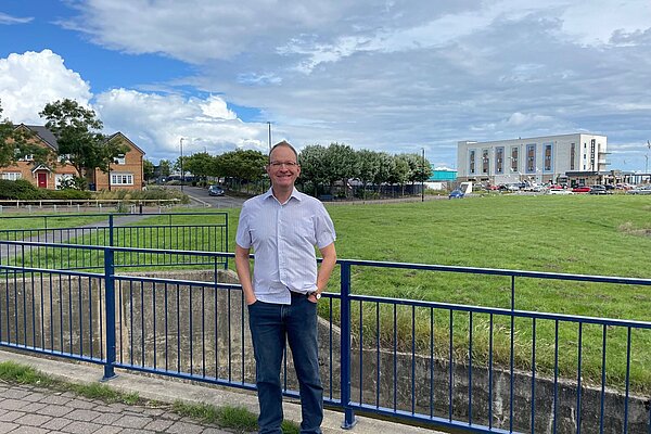 Councillor Peter Walton at the future site of the new Seaburn Play Park