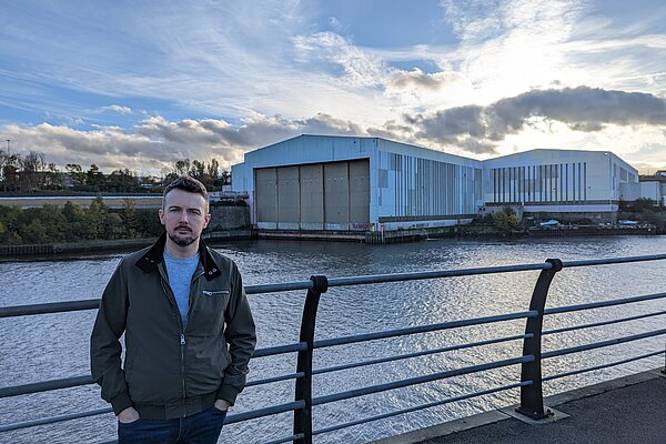 Martin Haswell infront of the future Pallion film studio site