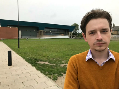 Lib Dem councillor Niall Hodson at the former Crowtree Leisure Centre site