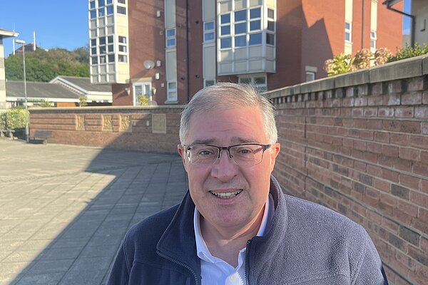 Lib Dem campaigner Craig King at Sunderland Marina